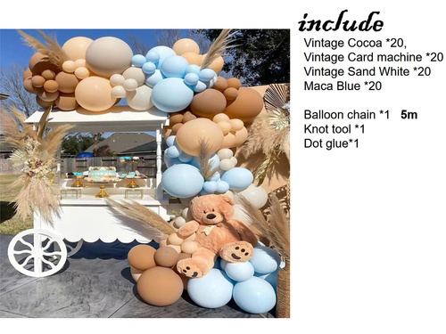 Set de baloane pentru ghirlanda de baloane maro și albastru - 80 buc.