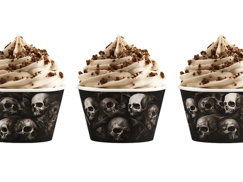 Cupcake liners Spooky Skulls - 6 buc.