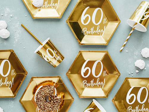 Gold 60th Birthday 60h Birthday set! - 12 buc.