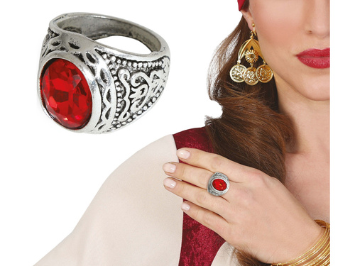 Inel gotic cu piatră roșie - 1 buc.