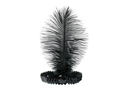 Bentiță retro cu pană neagră - 1 buc.