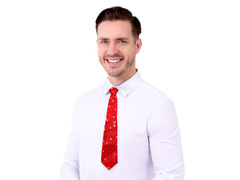 Cravată cu paiete - roșu - 36 cm - 1 buc.