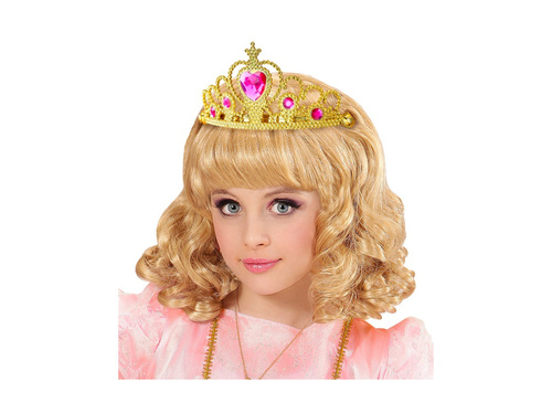 Tiară aurie cu bijuterii roz