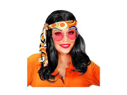 Negru 70s Disco Fever Hippie peruca. cu o trupă