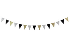 Banner cu steaguri aurii, argintii și negre - 260 cm - 1 buc.