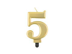 Lumânare auriu metalic număr - 5 - cinci