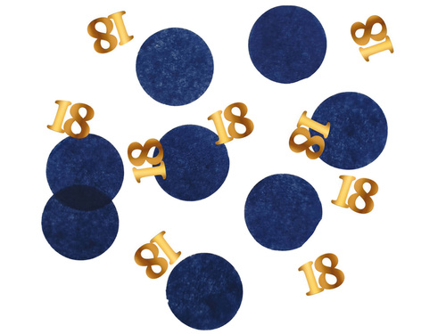 Confetti de aniversare pentru petrecerea de 18 ani albastru marin și auriu - 25g