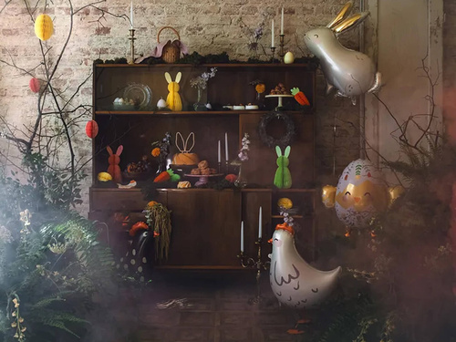 Rozeta de agățat decor iepuraș galben - 30 cm - 1 buc.