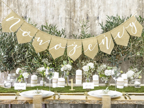 Banner proaspăt căsătoriți - iută - 155 cm - 1 buc.