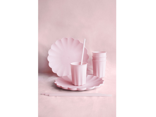 Paie tub de plastic roz - 23 cm- 12 buc.