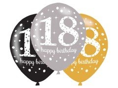 Baloane imprimate "18" - 28 cm - 6 buc.