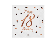 Șervețele pentru a optsprezecea aniversare alb - 33 cm - 20 buc.