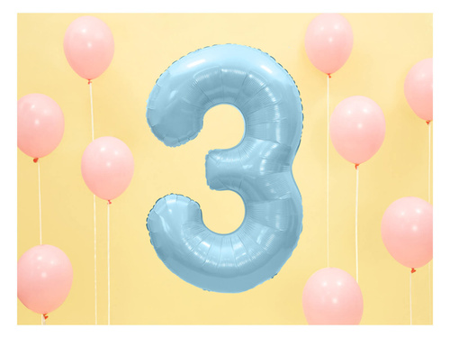 Balon din folie numărul 3 albastru - 86 cm - 1 buc.