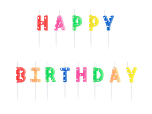 Lumânări Spades - inscripție colorată Happy Birthday