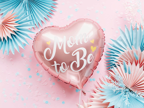 Balon cu folie "Mom to Be" pentru Baby Shower roz - 35 cm - 1 buc.