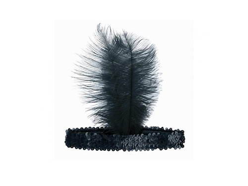 Bentiță retro cu pană neagră - 1 buc.