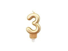 Lumânare cu număr auriu - 3 - 1 buc.