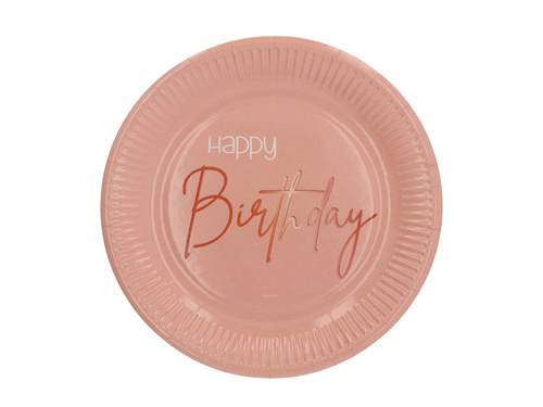 Farfurii aniversare roz Happy Birthday - 23 cm - 8 buc.