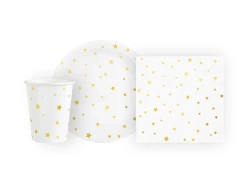 Set de hârtie albă cu stele aurii - 22 buc.