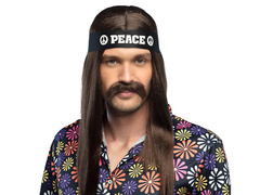 Mustață hippie maro - 1 buc.