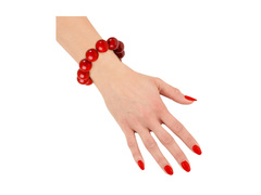 Brățară disco din anii '70 cu mărgele roșii.