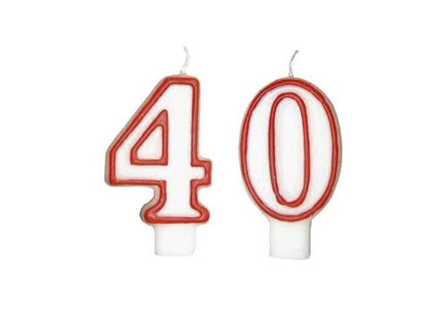 Lumânări numerice cu margine roșie - 40 - patruzeci - 2 buc.