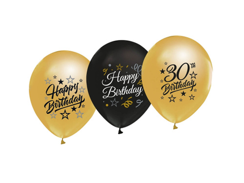 Baloane latex Happy Birthday - 30 cm - 5 buc.