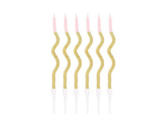 Lumânări spiralate aurii și roz - 6 buc.