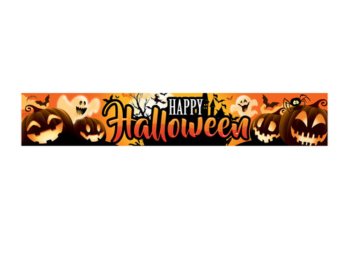 Banner textil Halloween fericit - 290 cm x 50 cm - 1 buc.