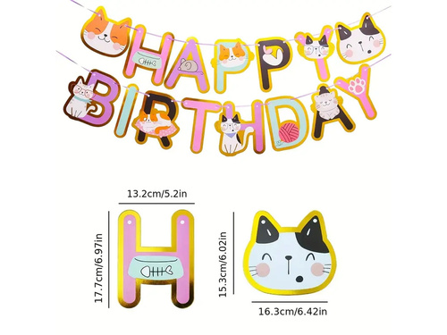 Banner Happy Birthday Cats - 5m - 1 buc.