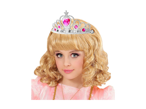 Tiară argintie cu bijuterii roz