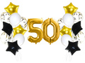 Set baloane aniversare 50 de ani aurii și negre - 21 buc.