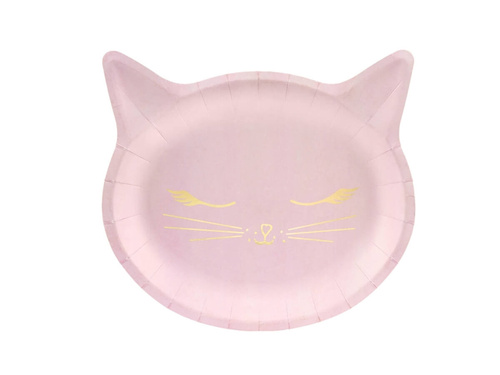 Farfurii roz pal pentru pisoi - 22 x 20 cm - 6 buc.