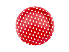Farfurii de hârtie roșii cu puncte albe - 23 cm - 6 buc.