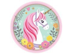 Farfurii aniversare Magic Unicorn - 18 cm - 8 buc.