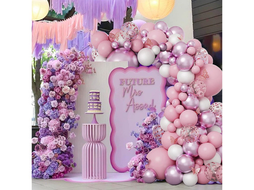 Balon ghirlandă balon set roz și violet - 124 buc.