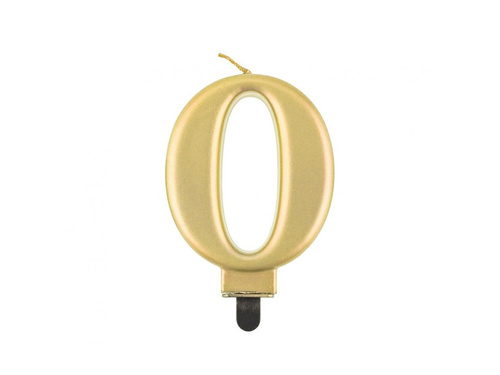 Lumânare metalică aurie cu numere - 0 - zero