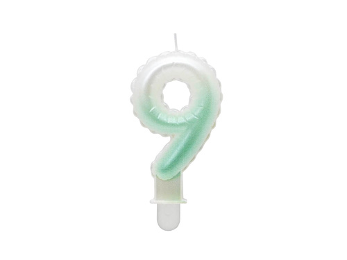 Pearl număr lumânare alb și verde - 9 - nouă