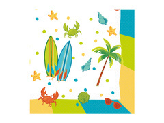 Serwetki 3-warstwowe z zestawu Surf Party idealne na imprezę hawajską. Wymiary: 33 cm x 33 cm (po rozłożeniu). Opakowanie: 16 szt.