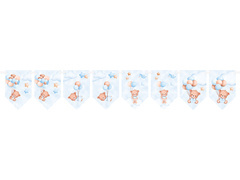 Banner cu stegulețe bleu „Ursuleți cu baloane” – 5 m – 1 bucată.