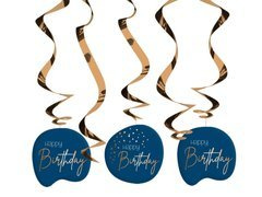 Decorațiuni suspendate Happy Birthday navy blue pigs - 5 buc.