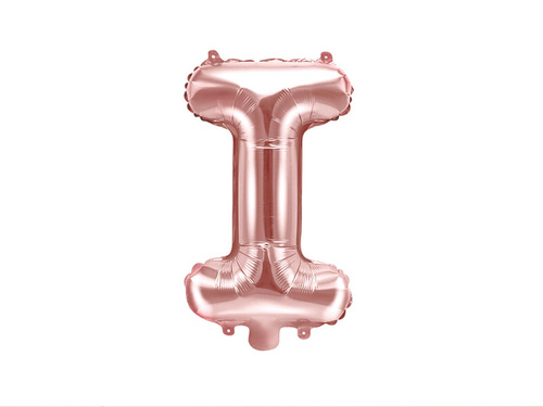 Balon din folie litera "I" roz și auriu - 35 cm