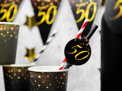 Paie negre strălucitoare pentru aniversarea a cincizeci de ani - 6 buc.