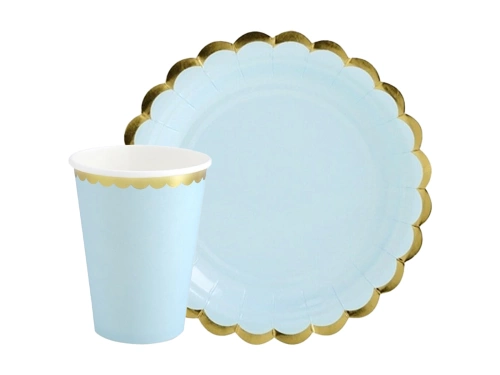 Set aniversar în albastru cu auriu - 24 buc.