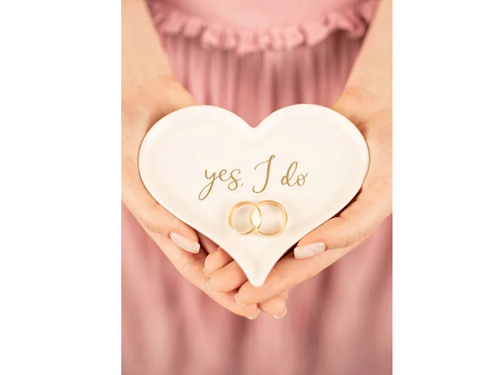 Placă pentru verighetă din porțelan Inimă - 1 buc.