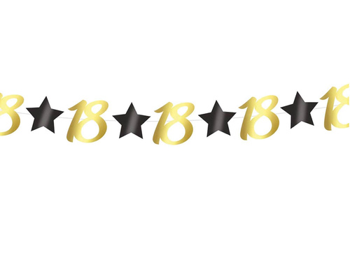 Ghirlanda aurie pentru a 18-a aniversare - 300 cm - 1 buc.