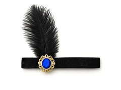 Bentiță retro neagră cu sclipici - 1 buc.