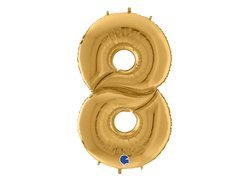 Balon din folie numărul 8 auriu - 163 cm - 1 buc.