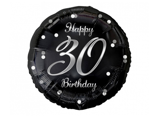 Balon din folie pentru a treizecea aniversare cu imprimare argintie - 45 cm - 1 buc.