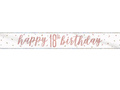 Happy Birthday banner roz auriu pentru a 18-a aniversare - 274 cm - 1 buc.